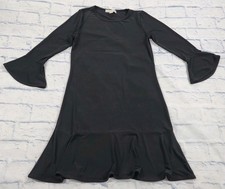 Michael Kors Dress WOMENS SIZE S Black 3/4 Bell Sleeves Pullover Ruffle Hem