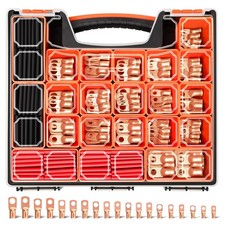 220PCS Battery Cable Ends AWG 1 2 4 6 8 1/0 2/0 Gauge, 110PCS Heavy Duty Copp...