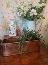 Vintage Kupfer Löwenkopf Übertopf / Jardiniere rechteckig Pflanzkübel Deko