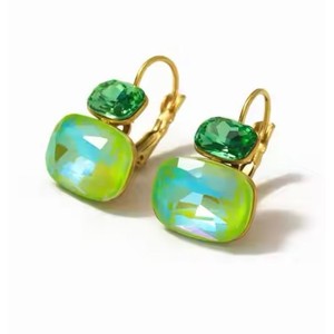 Authentic Anthropologie green 18k gold plated crystal drop earrings