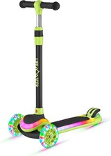3-Wheel Kids Scooter with Multi-Color Lights on Deck Wheels Green