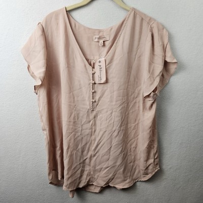 Philosophy Top Woman s Size XL Pink Short Sleeve Blouse NWT