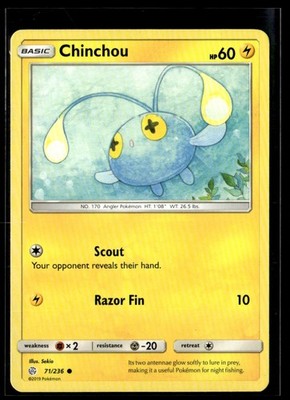 2019 Sun & Moon - Cosmic Eclipse Chinchou Basic/Common #71