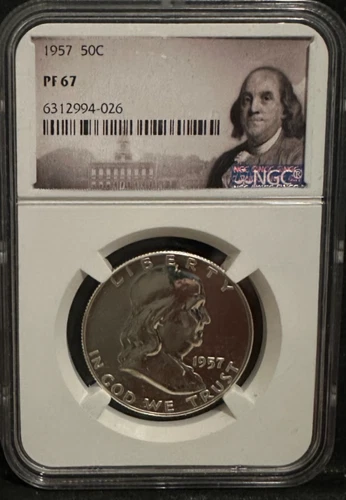1957 Proof Franklin Silver Half Dollar graded PF 67 by NGC!