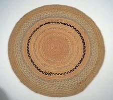 ANTIQUE BRAIDED TABLE MAT PRIMITIVE COUNTRY AMERICANA FOLK ART  1920's-30's  #3