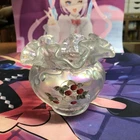 Fenton Hand Painted Glass Iridescent Vase Winter Snow Berry Ruffle 1992 Signed