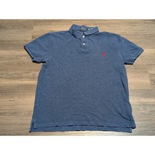 Polo Ralph Lauren Custom Slim Fit Polo Shirt Medium Heather Navy Blue Red Logo