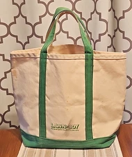Vintage Lawn Boy Canvas Boat Tote Green Straps Heavy Duty 17" x 13"