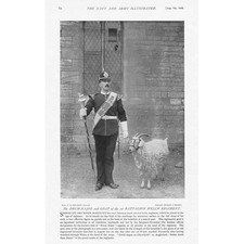Drum Major & Goat of the 1st Battalion Welch Regiment - Antique Print 1896