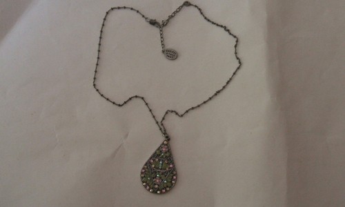 ANNE KOPLIK DESIGNS Rhinestone and Enameled  Pendant Necklace...