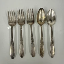 Set 5 Vintage National Silver Plate Silverware Flatware