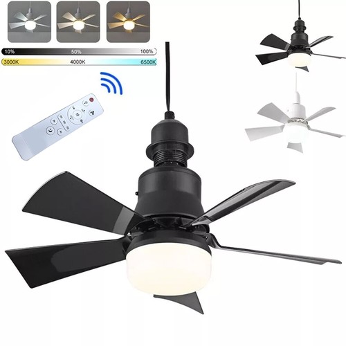 1x E27 Modern Ceiling Fan With LED Light Bedroom Livingroom LED Fan Lamp ☊ - Picture 10 of 26