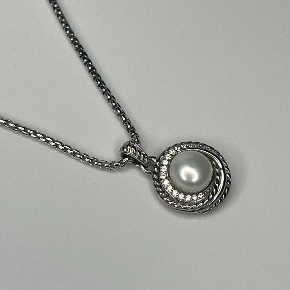 Auténtico collar mujer david yurman perlas diamantes en plata de ley Foto 4 de 4