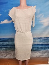 Nwt Cupshe Women's  Cream Ivory Textured Dress Shoulder Tie Size Medium 