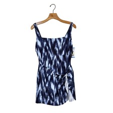 Anne Cole Blue White Abstract Print Swim Dress Large NWT