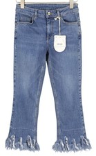 LIU JO Fly Women's Jeans W28 Blue Ripped Distressed Washed Ankle Zipper *