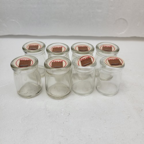 8 Vintage Individual Restaurant Diner Clear Glass Creamer Bottles 1 5/8"X1 1/8" - Picture 1 of 12