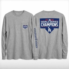 Vineyard Vines LS Pocket Tee Mens L Grey Heather Dodgers 2020 WS Champs NWT