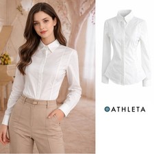 NEW Athleta Women's White Button-Up Uptown Shirt Sz XS