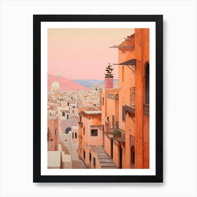 Agadir Marokko 4 Vintage rosa Reise gerahmtes Wandbild Poster Leinwanddruck Bild