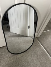 Matte Black Metal Framed Oval Wall Mirror 70cm x 28in, Wall Mounted