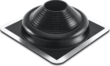 EPDM Roof Flashing Boot, 19.5"x19.5", Fits 6.75"–14" Pipe OD, Square Base, Black