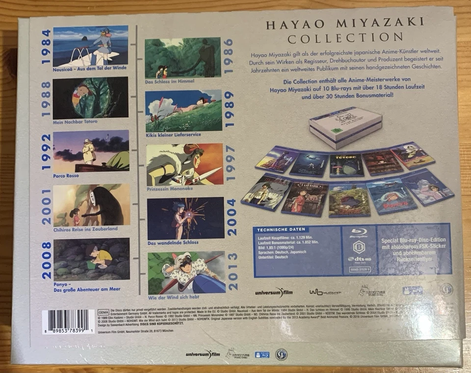 Hayao Miyazaki Collection (Special Edition) 10 Blu-ray Discs NEU OVP versiegelt - Bild 2 von 4