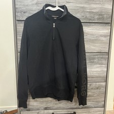 Michael Kors Men's M Quarter Zip Sweater Medium, Black