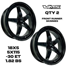 2 Vms Racing V-star Drag Rims Wheels 18x5 -30 Et 5x115 Front Skinnies Full Black