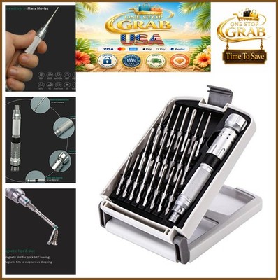 Precision Screwdriver Set 22 in 1 S2 Steel Bits Aluminum Handle Electronics