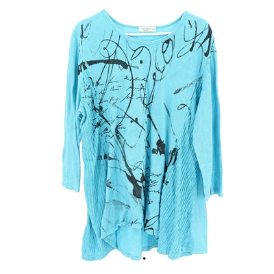 Jess and Jane Tunic Top SZ 1X Abstract Boho Artsy Asymetrical Hem Relaxed MiUSA