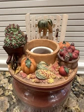 Candle Topper Our America Fall Harvest Fence **EUC