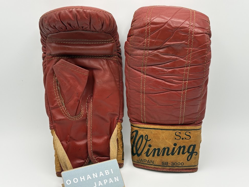 【当時物】 Winning パンチンググローブ SB-3000 Winning Boxing Bag Punching Gloves SB-3000 Red Old Logo JAPAN Used