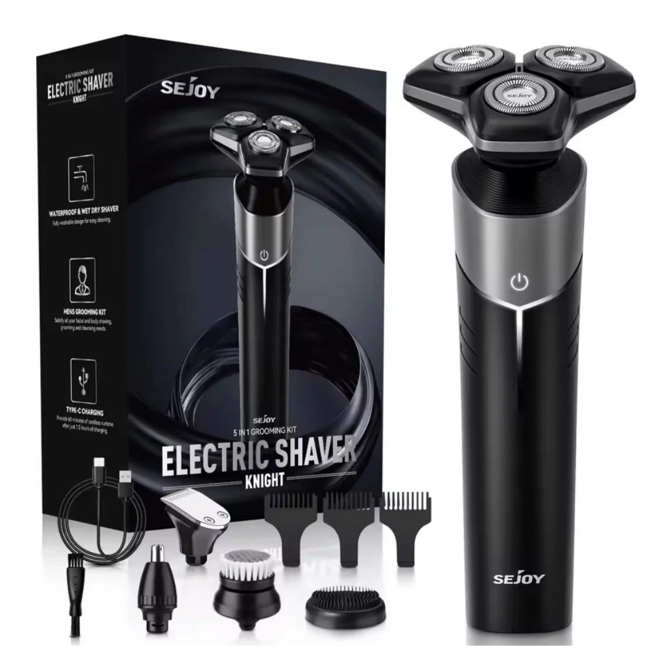 Sejoy Electric  for Men,5-In-1 Multi-Function Rechargeable Electric Shaver
