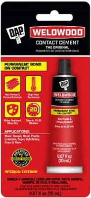 DAP  Weldwood  Original Contact Cement - Squeeze Tube, 0.67 Fl Oz Tan - 1EA