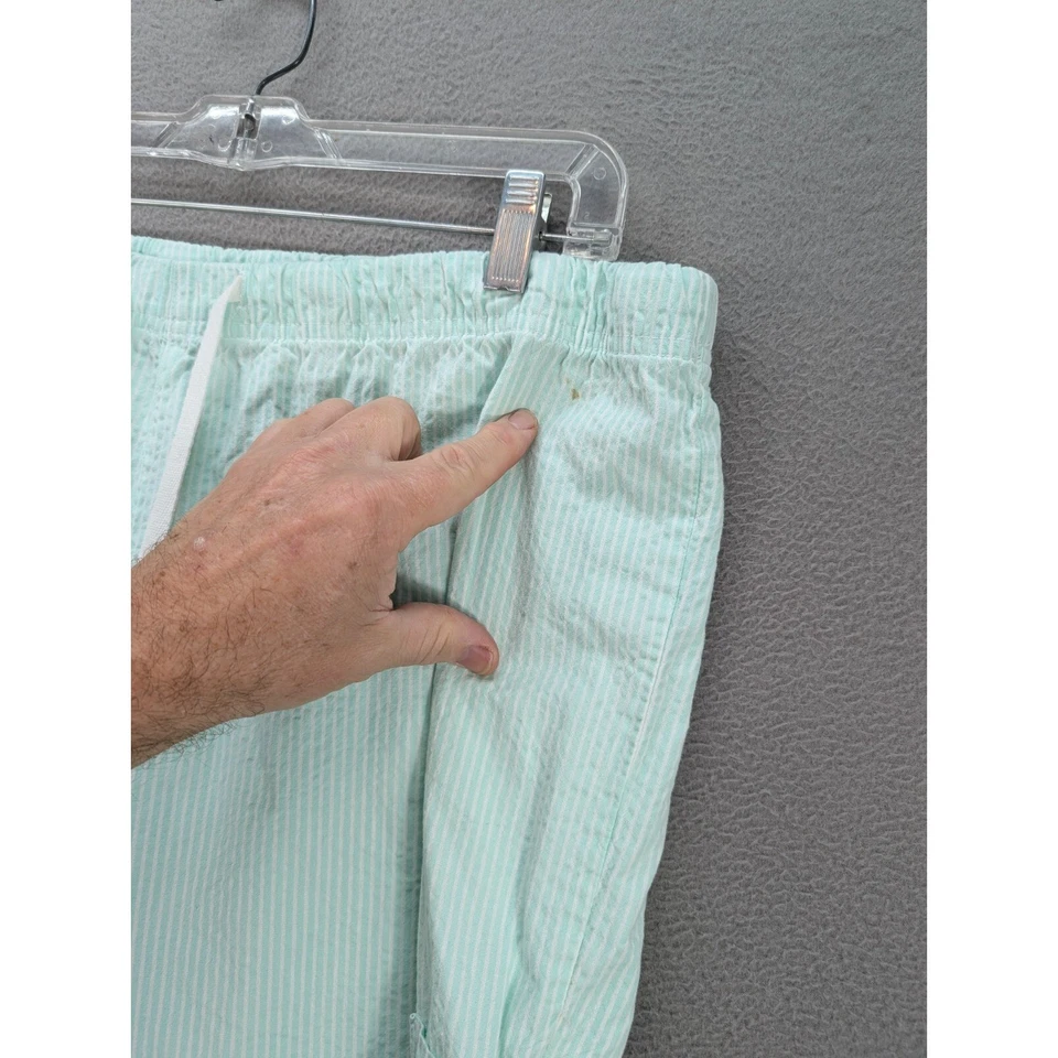 Calça Seersucker Feminina Basic Editions Verde Perfeito Tamanho XL Listra Capri Casual - Imagem 3 de 4