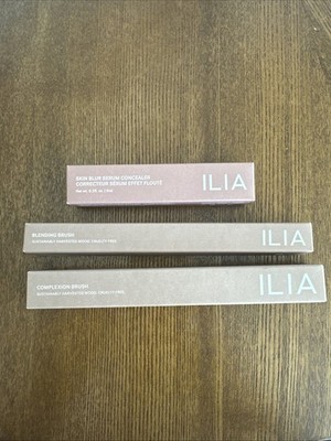 Ilia 3pc Set: Complexion Brush, Blending Brush & Skin Blur Concealer 4C Organza