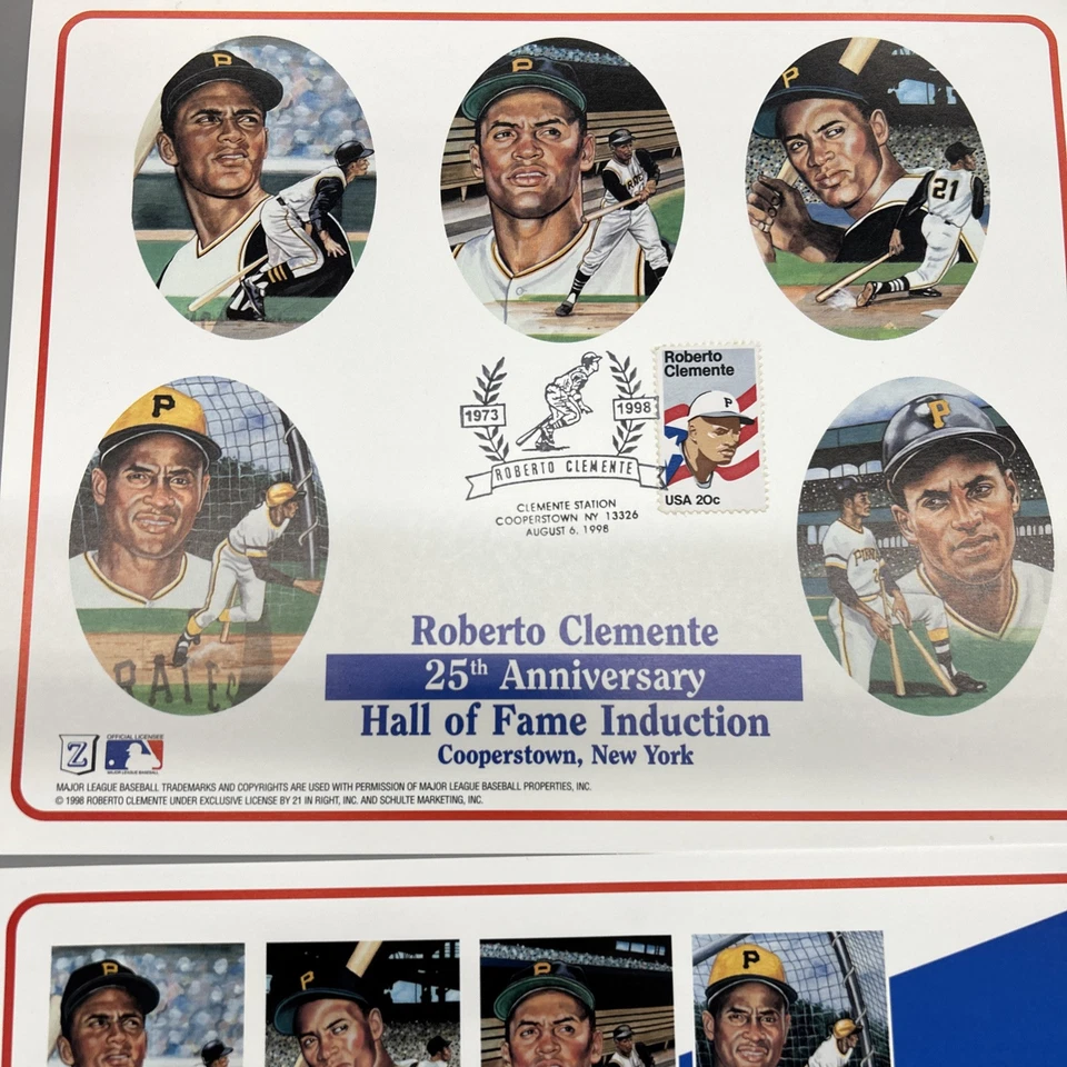 ROBERTO CLEMENTE HOF INDUCTION 25th Anniversary SET OF 2 Induction Cards 8x10 - Image 2 of 3