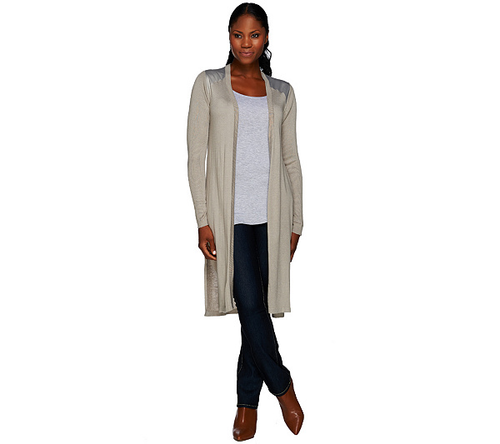 H By Halston Long Sweater Knit Cardigan 