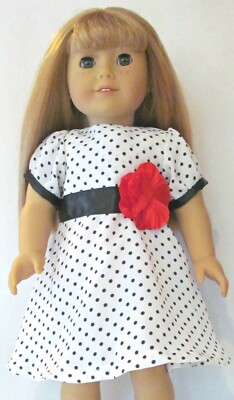 Black and White Polka Dot Dress Fits 18'' Girl Dolls