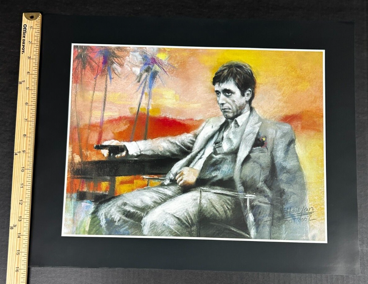 2002 Haiyan NYC Scarface with Handgun Painting 16x20 Litho