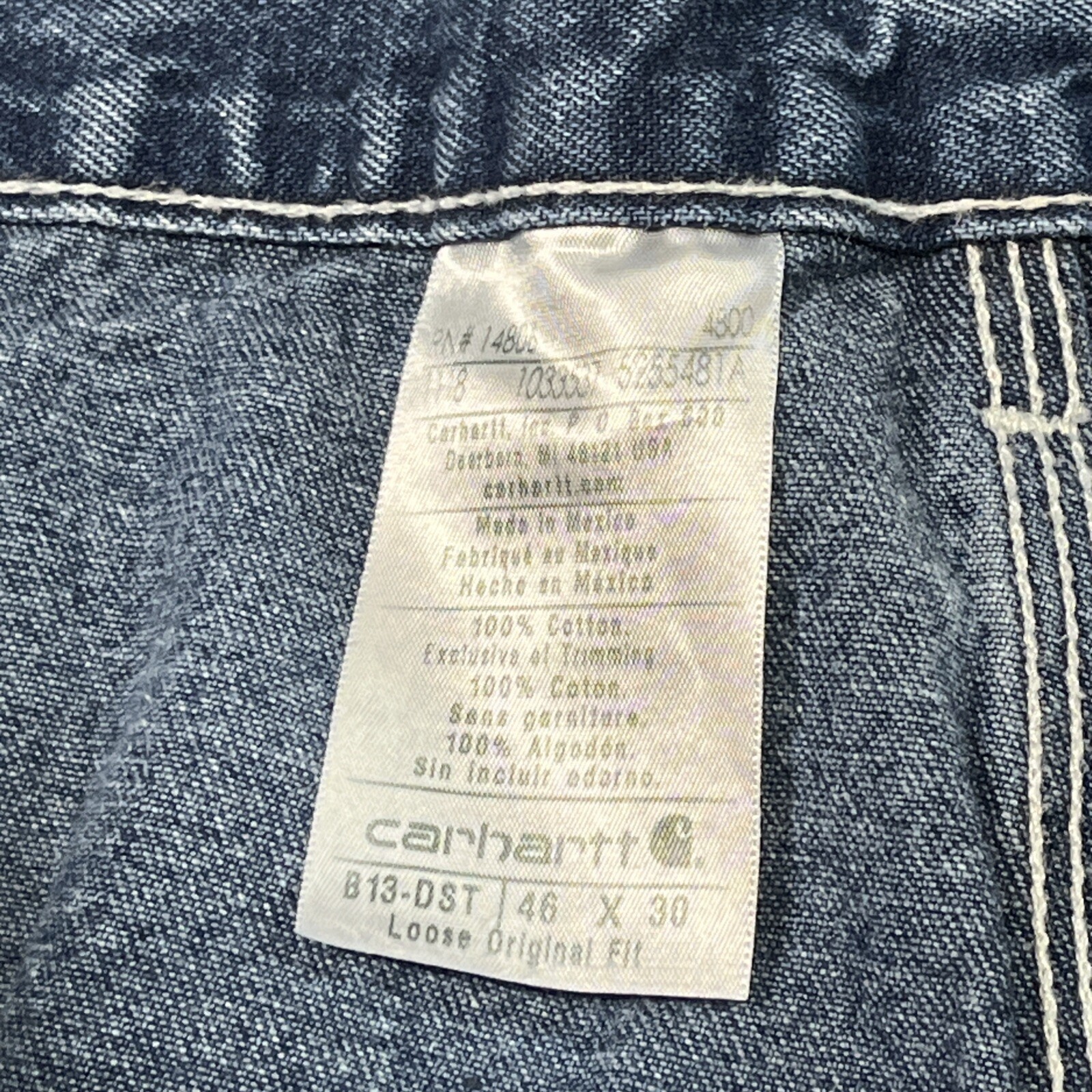 Carhartt Work Dungaree Loose Original Fit 46x30 Carpenter Cargo Jeans 43x28 - View 4