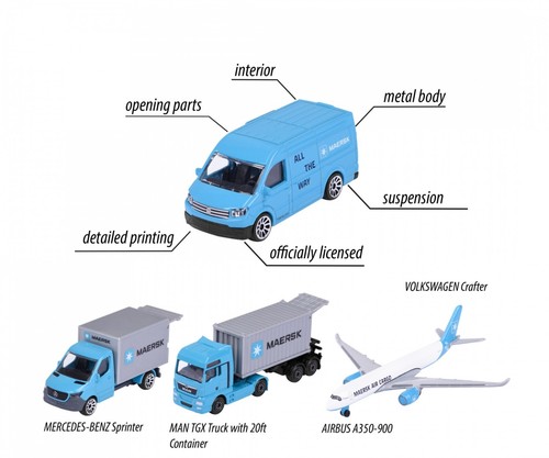 MAJORETTE · MAERSK LOGISTICS 4-VEHICLE GIFTPACK · BRAND NEW & SEALED - Picture 11 of 13
