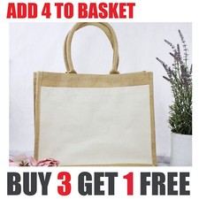 Jute Bag Work Lunch Bag Life Girls Women Natural Eco Reusable Shopping Canvas