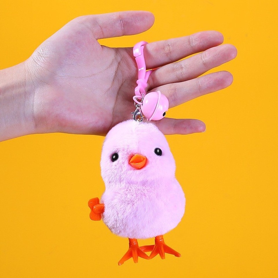 Simulation Clockwork Spring Rabbit Toy With Keychain Bell Jumping Toy ...