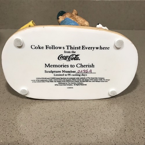 Coke Follows The Thirst Anywhere Coca Cola Memories to Cherish Sculpture W/ Dog - Picture 3 of 11
