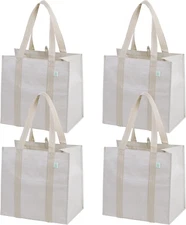 4 Pack Reusable Grocery Bags, Heavy-Duty Shopping Bags with Handles, Bags for Sh