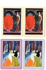 Art Deco lady  swap card / wide playing card singles 2 pairs