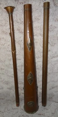 ancien nafir trompette droite en cuivre maroc - Photo 1/4