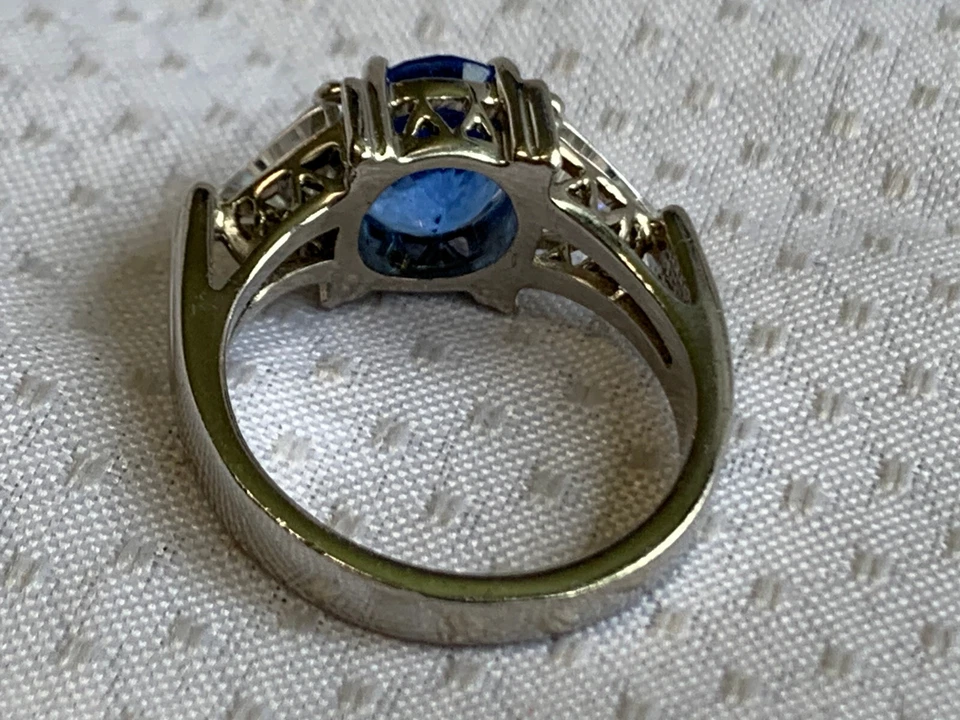 Anillo Franklin Mint de plata esterlina 5 g joyería fina talla 7,25 piedras azules y transparentes Foto 4 de 4